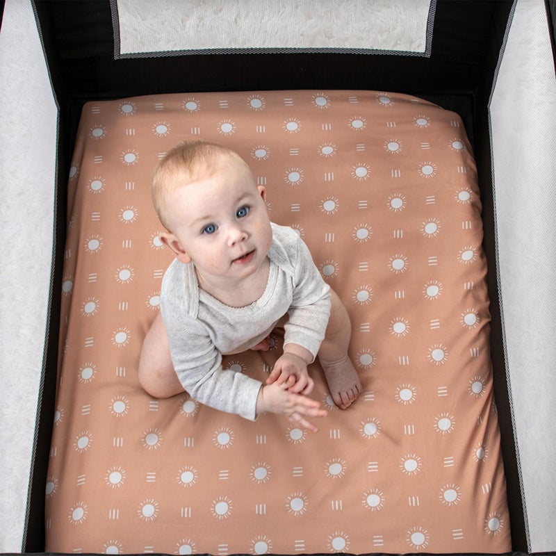 The Peanut Shell 3-Pack Fitted Playard Sheets - Soft & Breathable Baby Boy or Girl Mini Crib Sheets, Pack N Play Mattress, Fits Standard Playard Pack Play Mattresses - Boho - Image 5